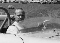 George Franklin at the wheel of his Datsun 2000