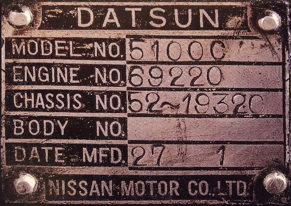 Datsun DC3 - chassis plate detail