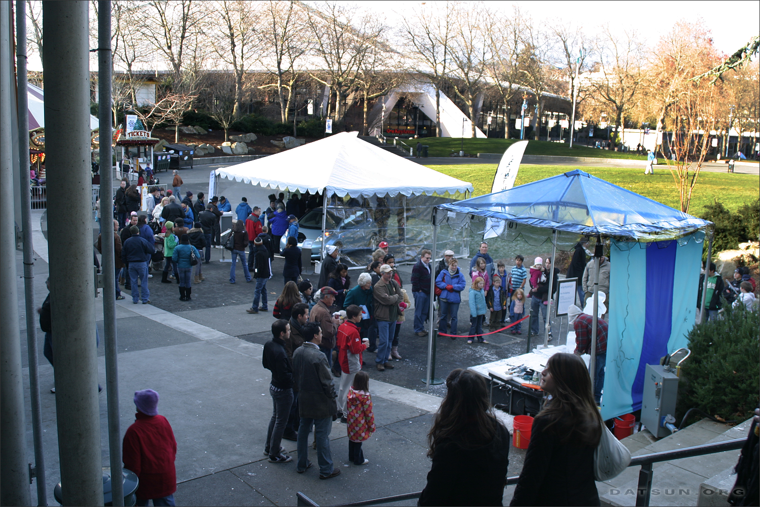 Nissan Leaf tent in background, Seattle Center
