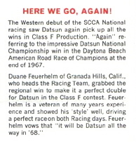 Datsun Competition Report - 1968