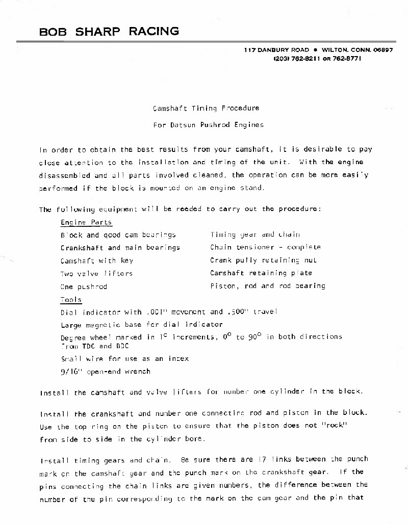 Bob Sharp - 1968 Technical Bulletin, Page 1